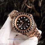 Perfect Replica Rolex Rose Gold Daytona Diamond Bezel Carved Band 40mm Watch